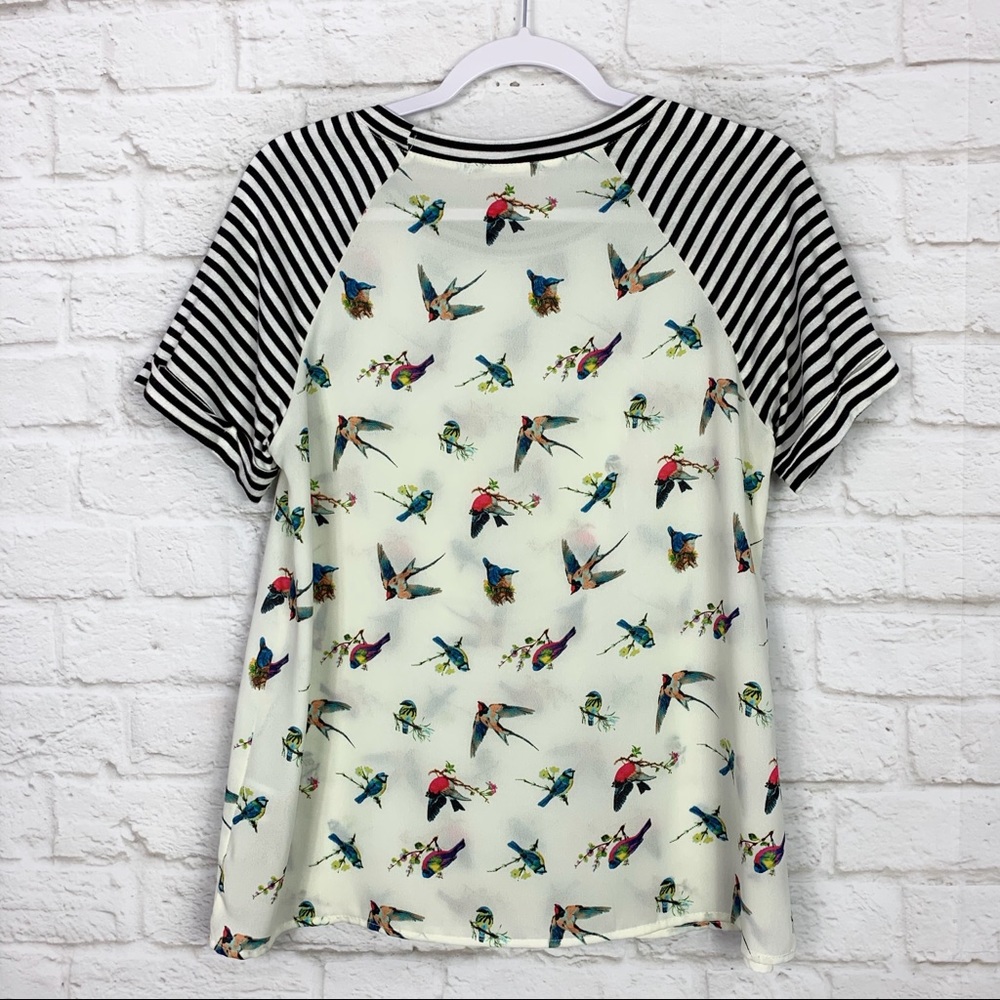 Le Lis Bird Exotic Semi Sheer Striped Sleeve Top S - Picture 4 of 6